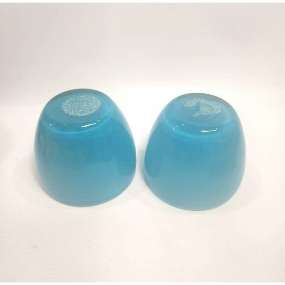 2 Light Blue 3.75" Glass Votive Tea Light Candle Holders Chunky - Picture 3 of 10